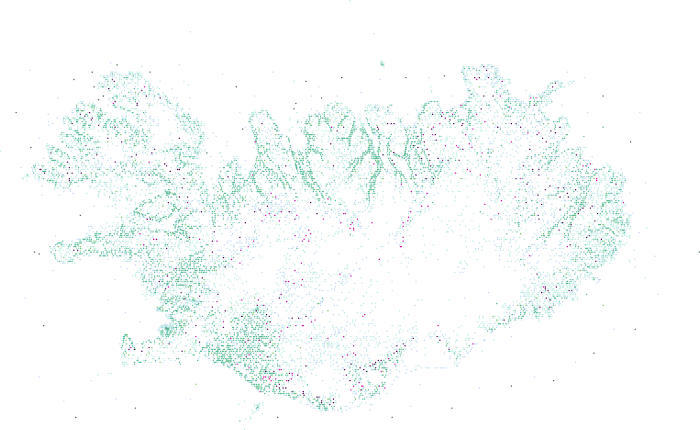 Geonames map of Iceland