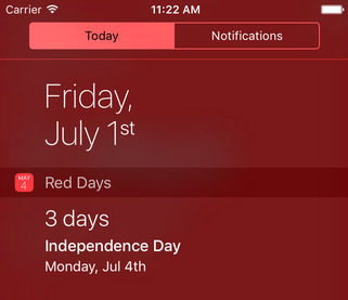 Red Days in Notification Center