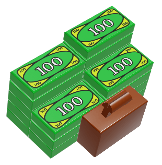 Pile of LEGO bricks representing stacks of money