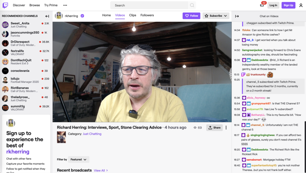 Richard Herring twitch stream