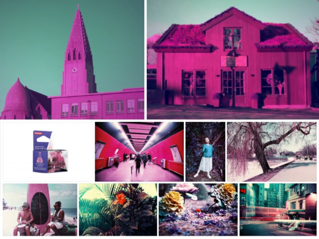Two Digital lomochrome purple shots compared to samples from the lomography website