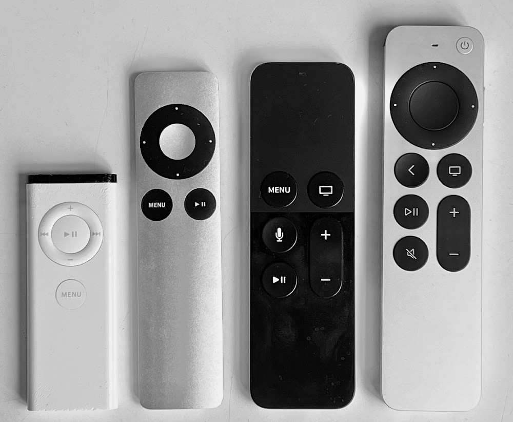 Four Generations of Apple Remotes