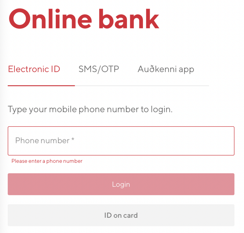 Online Banking Login Options, Single Sign-in Service, SMS, Authenticator App.