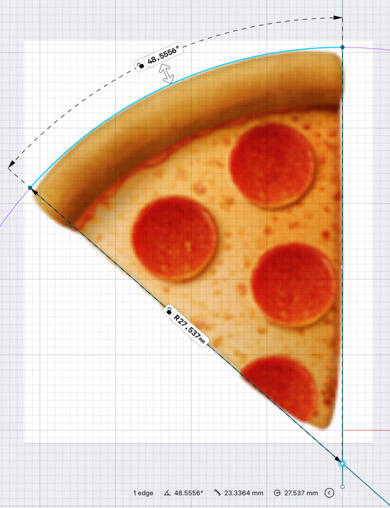Apple's Pizza emoji shown to be cut into an unequal angle to form a circle.
