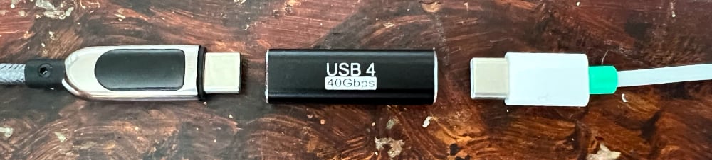 Two USB-C Cables with a small port-to-port extender