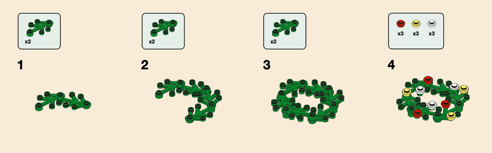 LEGO Style wreath step-by-step instructions