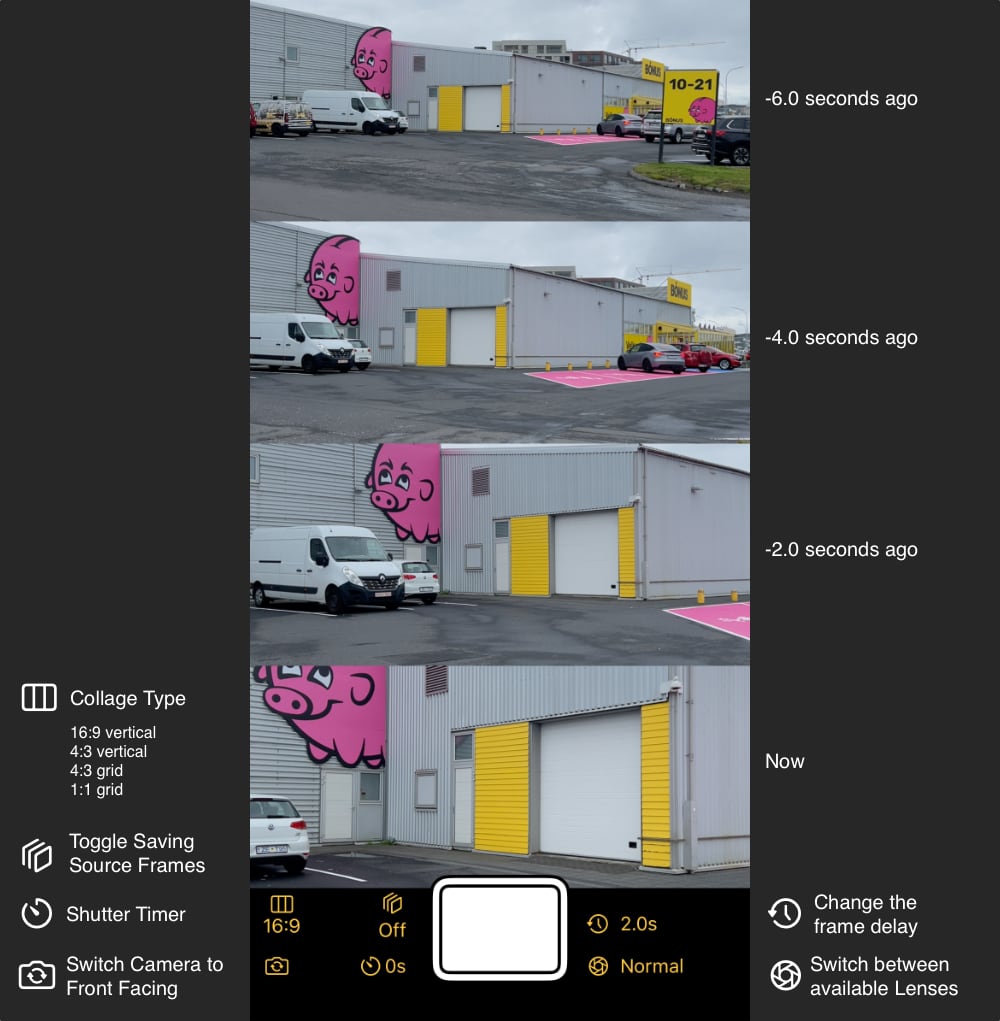 Annotated screenshot of the app menu