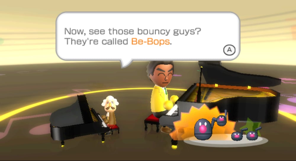 Screenshot of Wii Music introducing Be-Bops