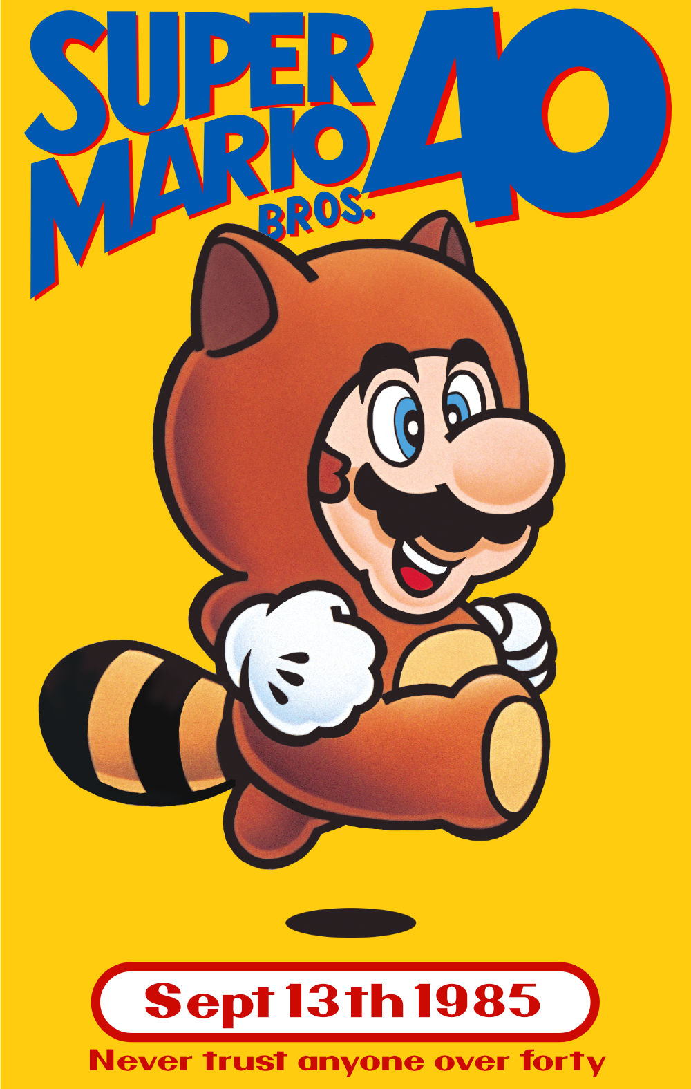 Fake Super Mario Video Game Box art for the 40th anniversary