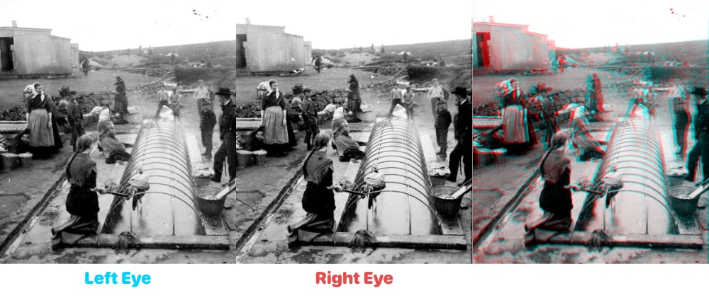 Cropping the images into a left and right image, we can make the 3d image