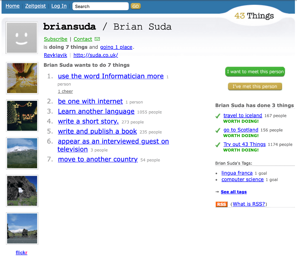 Briansuda's 43things profile on archive.org
