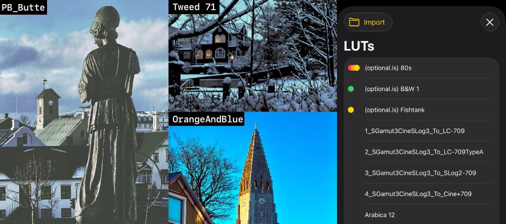 Collage of images and iOS settings