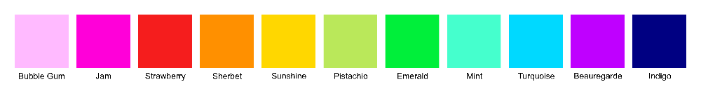 11 color chips representing the options in the Split-fount camera app