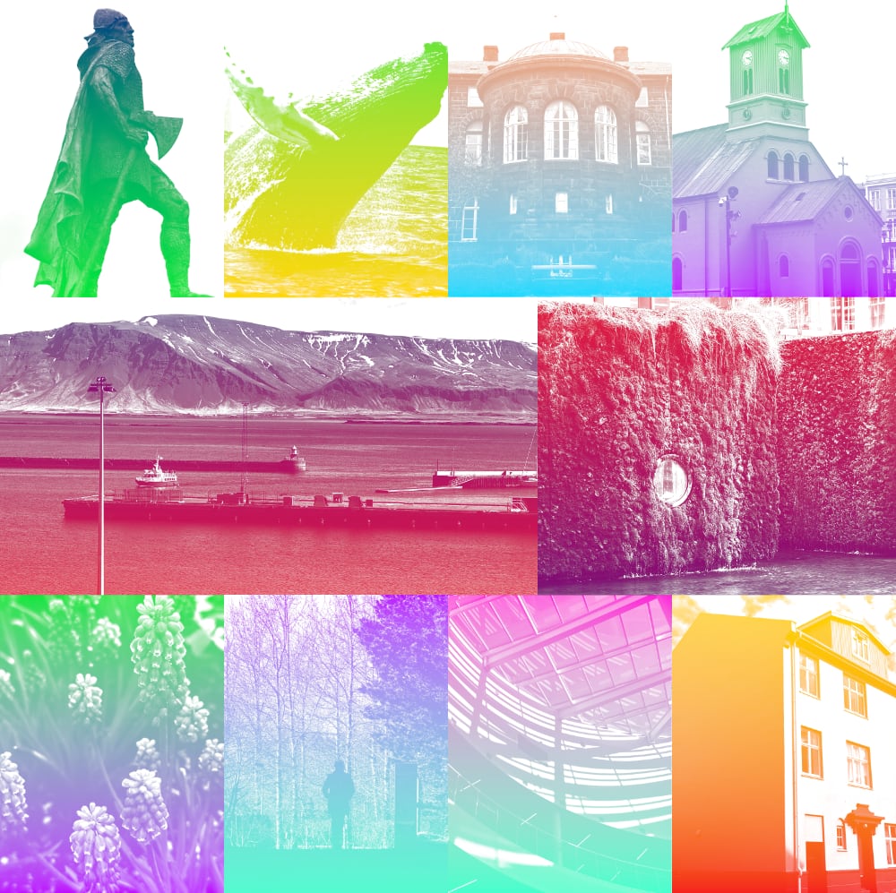 A collage of 10 different images with color gradients taken with the SF Camera