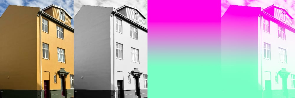Four screenshots of the steps to apply the Split-Fount style effect