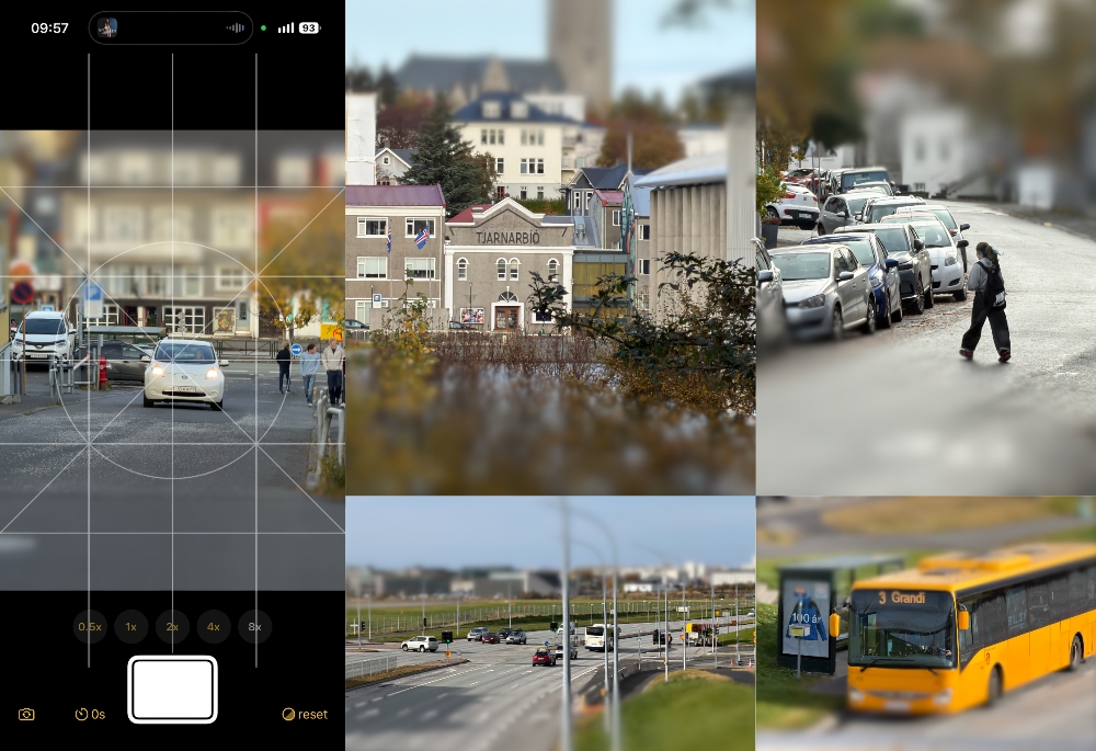A collage of images attempting to show a blurred top and bottom to make it feel smaller like a tiny train model.